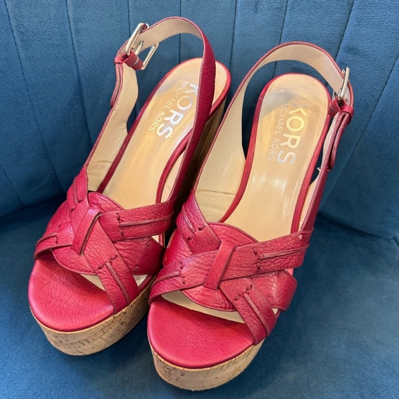 Michael Kors Women's Red Wedge Sandals - Picture 1 of 5